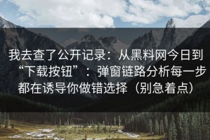 我去查了公开记录：从黑料网今日到“下载按钮”：弹窗链路分析每一步都在诱导你做错选择（别急着点）