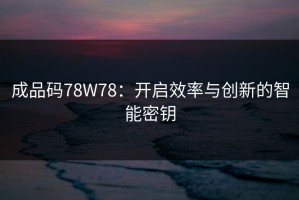 成品码78W78：开启效率与创新的智能密钥