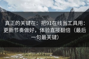 真正的关键在：把91在线当工具用：更新节奏做好，体验直接翻倍（最后一句最关键）