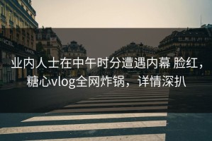 业内人士在中午时分遭遇内幕 脸红，糖心vlog全网炸锅，详情深扒