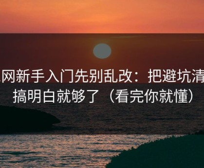 51网新手入门先别乱改：把避坑清单搞明白就够了（看完你就懂）