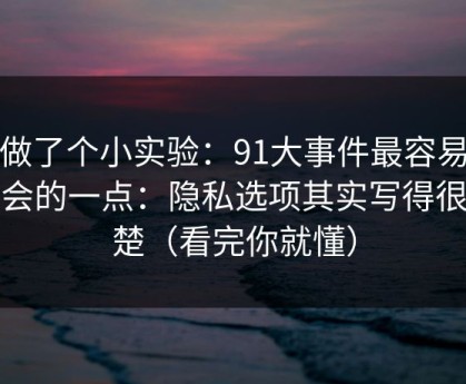 我做了个小实验：91大事件最容易被误会的一点：隐私选项其实写得很清楚（看完你就懂）