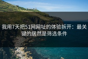 我用7天把51网网址的体验拆开：最关键的居然是筛选条件