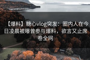 【爆料】糖心vlog突发：圈内人在今日凌晨被曝曾参与爆料，欲言又止席卷全网