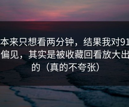 我本来只想看两分钟，结果我对91网的偏见，其实是被收藏回看放大出来的（真的不夸张）