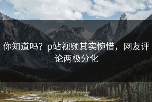 你知道吗？p站视频其实惋惜，网友评论两极分化