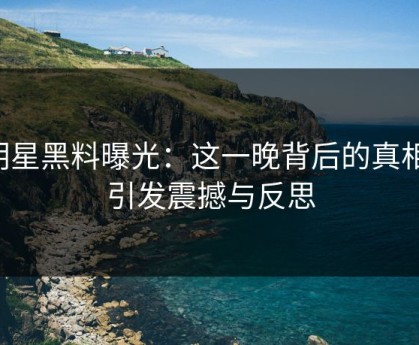 明星黑料曝光：这一晚背后的真相，引发震撼与反思