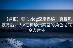 【速报】糖心vlog深度揭秘：真相风波背后，大V在机场贵宾室的角色彻底令人意外