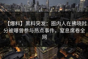 【爆料】黑料突发：圈内人在拂晓时分被曝曾参与热点事件，窒息席卷全网