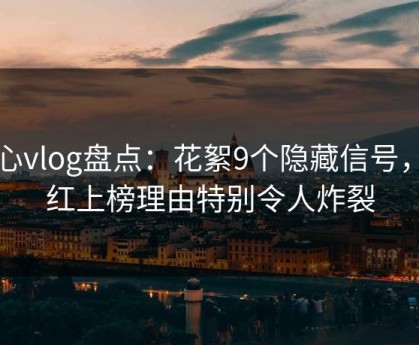 糖心vlog盘点：花絮9个隐藏信号，网红上榜理由特别令人炸裂