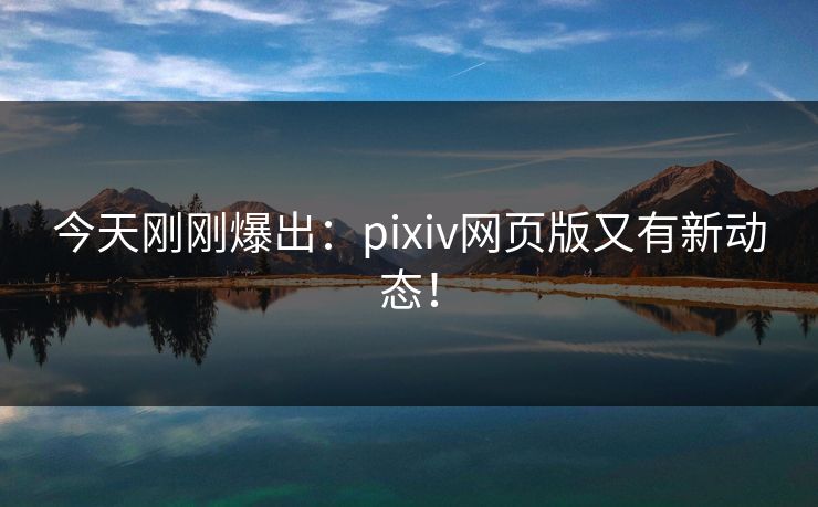 今天刚刚爆出：pixiv网页版又有新动态！