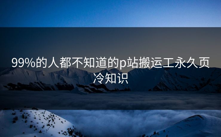 99%的人都不知道的p站搬运工永久页冷知识