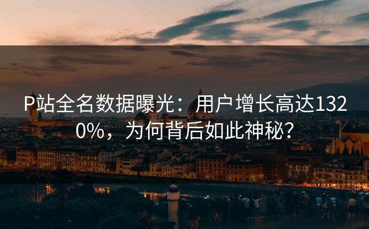 P站全名数据曝光：用户增长高达1320%，为何背后如此神秘？