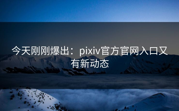 今天刚刚爆出：pixiv官方官网入口又有新动态