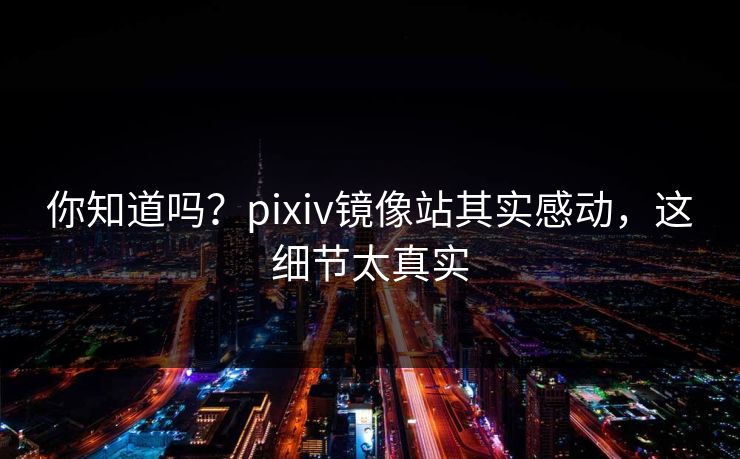 你知道吗？pixiv镜像站其实感动，这细节太真实