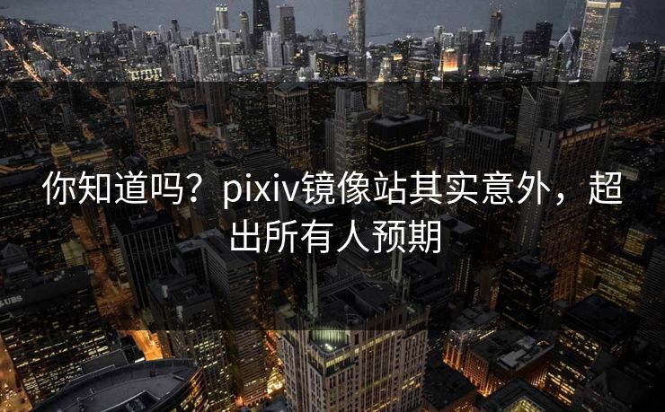 你知道吗？pixiv镜像站其实意外，超出所有人预期