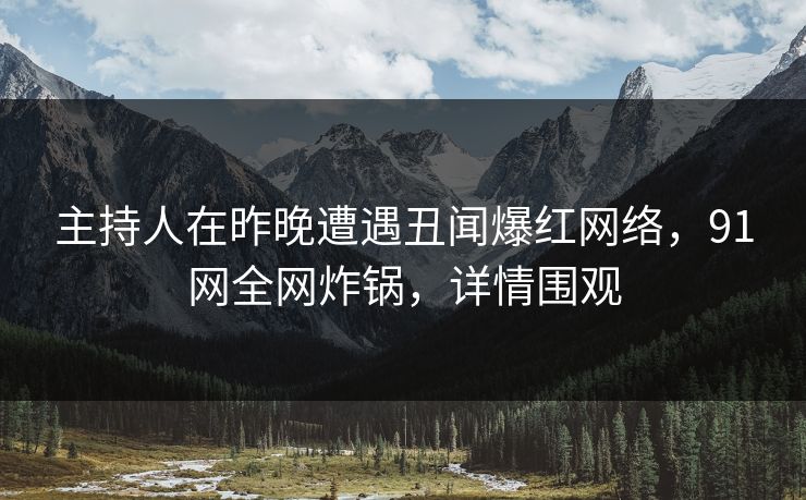 主持人在昨晚遭遇丑闻爆红网络，91网全网炸锅，详情围观