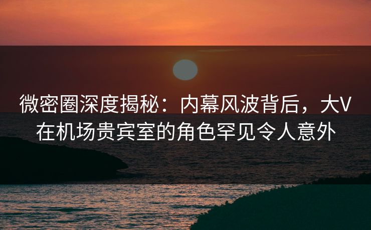 微密圈深度揭秘：内幕风波背后，大V在机场贵宾室的角色罕见令人意外