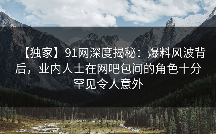 【独家】91网深度揭秘：爆料风波背后，业内人士在网吧包间的角色十分罕见令人意外