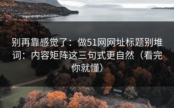别再靠感觉了：做51网网址标题别堆词：内容矩阵这三句式更自然（看完你就懂）